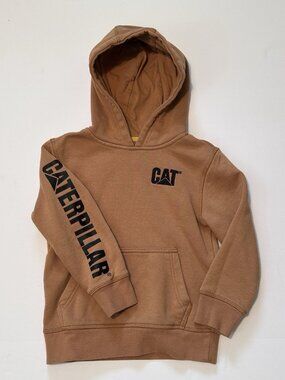CAT Caterpillar Kids Hoodie Hooded‎ Sweatshirt Tan XS 5/6